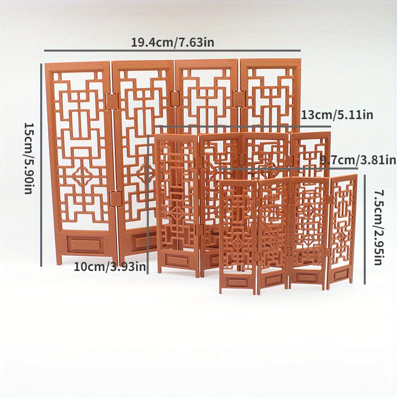 12pt Mini Ancient Style Screen Divider Dollhouse Decoration
