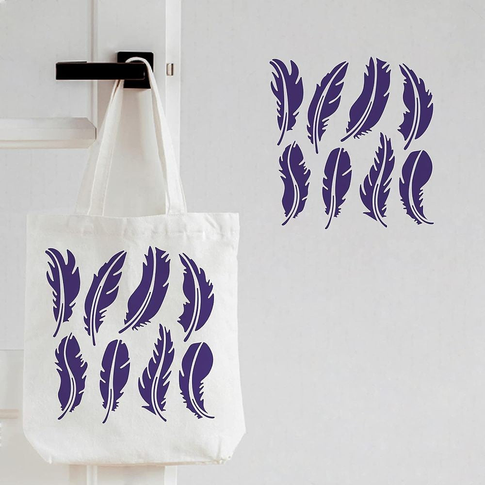 Feather Pattern Reusable Stencil 30x30 cm