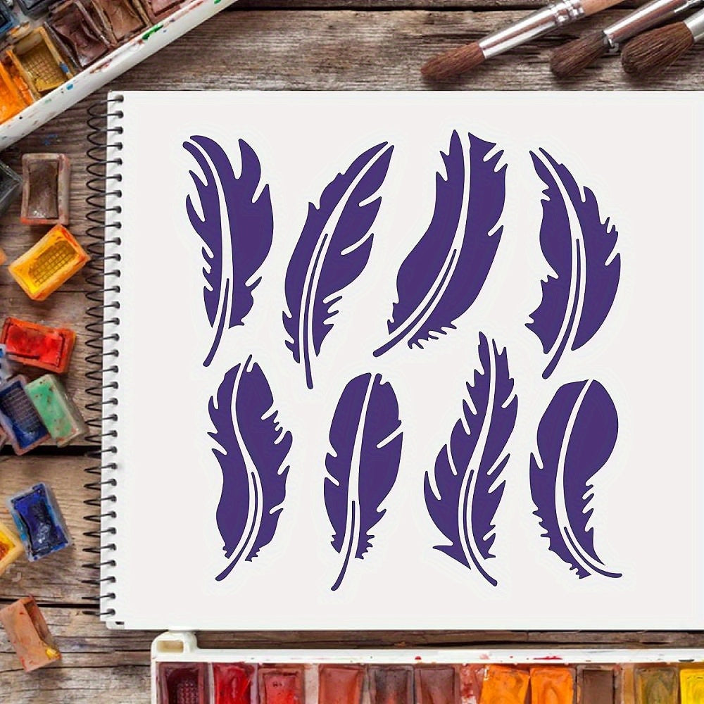 Feather Pattern Reusable Stencil 30x30 cm