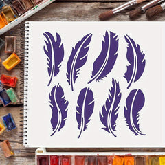 Feather Pattern Reusable Stencil 30x30 cm