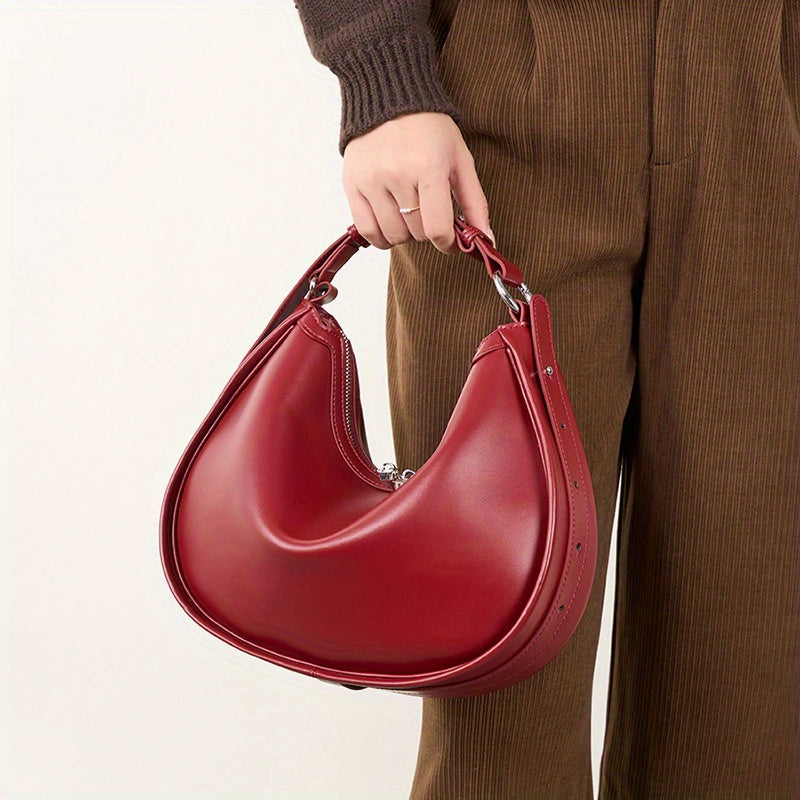Small Crescent Bag Leather Armpit Bag for Women