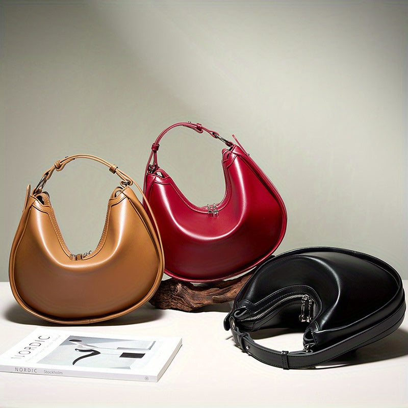 Small Crescent Bag Leather Armpit Bag for Women