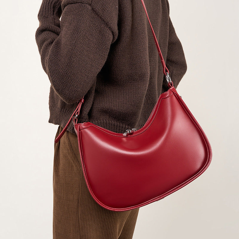 Small Crescent Bag Leather Armpit Bag for Women