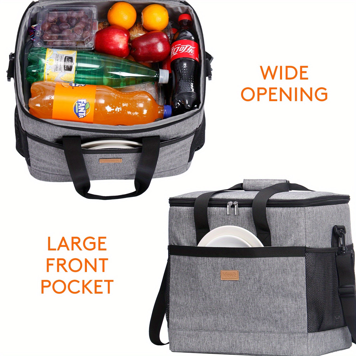 40L Collapsible Insulated Cooler Bag Leakproof Soft Tote for Camping BBQ Outdoor