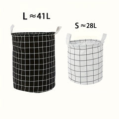 Fabric Cotton Linen Clothes Basket Waterproof Storage Plaid Design