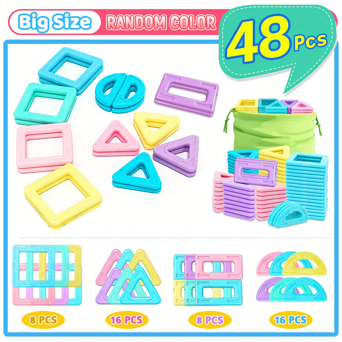 Magnetic Big Size Macaron Construction Set Educational Toy