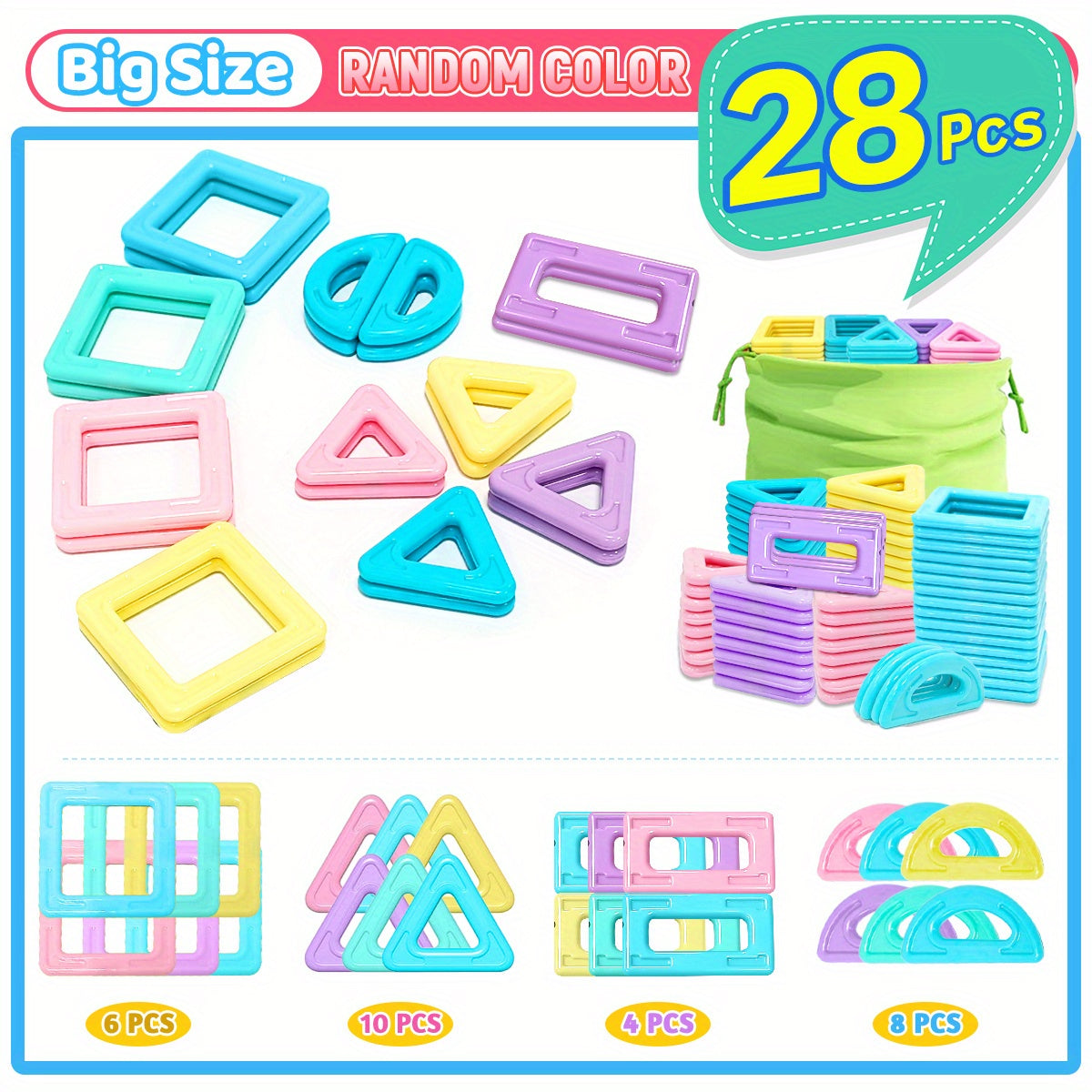 Magnetic Big Size Macaron Construction Set Educational Toy