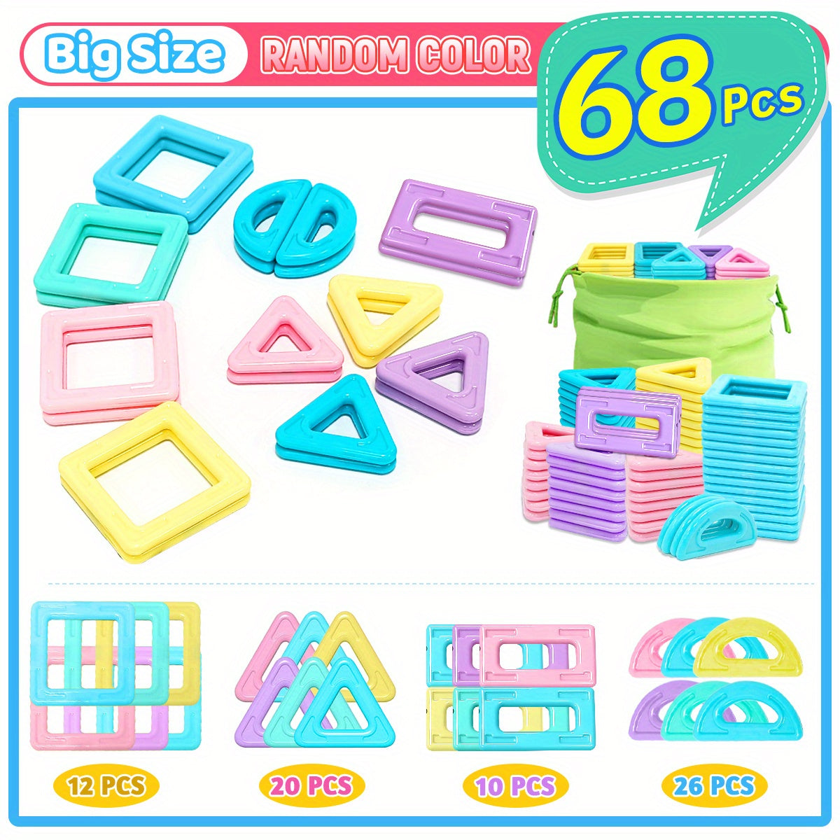 Magnetic Big Size Macaron Construction Set Educational Toy