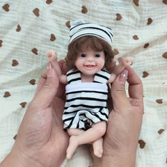 7" Soft Silicone Baby Boy Doll, Open Eyes, Hair Transplant
