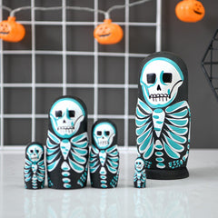 Skull Pattern Wooden Doll Figurine Nesting Doll