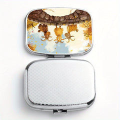 Portable Goat Pattern Pill Case 2 Compartments