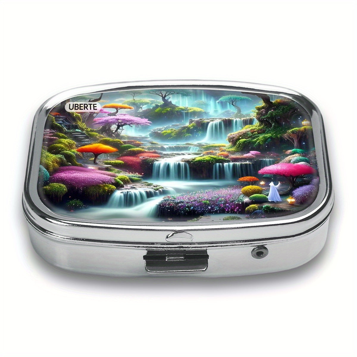 Dreamy Waterfall Scenery Medicine Box 2 Compartment Portable Wallet Food Safe