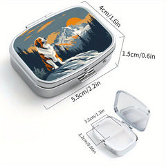Mountain Dog Compact Metal Medicine Case with Dual Compartments