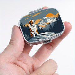 Mountain Dog Compact Metal Medicine Case with Dual Compartments