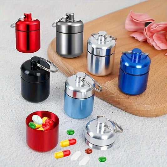 Waterproof Pill Container Mini Box Keychain Metal Organizer Portable Pocket