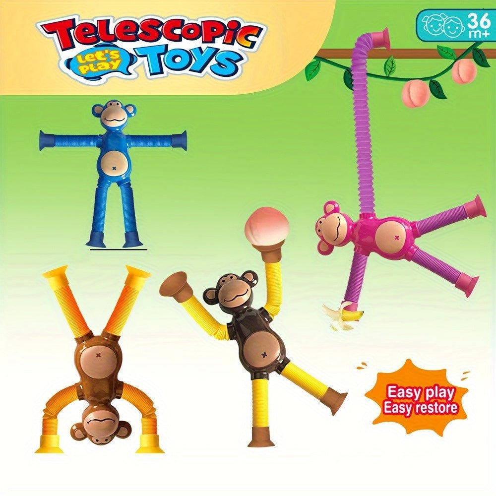 4pcs Stretchy Monkey Suction Cup Toys Colorful Goodie Bag Ideal