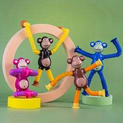 4pcs Stretchy Monkey Suction Cup Toys Colorful Goodie Bag Ideal