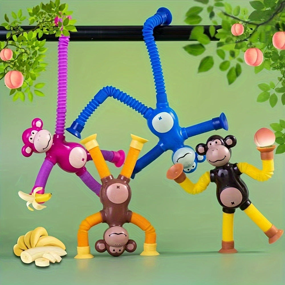 4pcs Stretchy Monkey Suction Cup Toys Colorful Goodie Bag Ideal