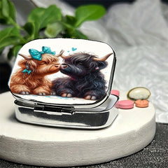 2 Compartment Cow Pill Box Pocket Decorative Organizer Gift