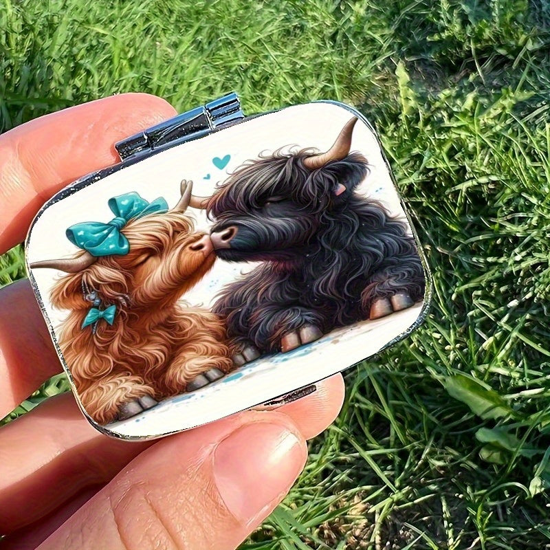 2 Compartment Cow Pill Box Pocket Decorative Organizer Gift