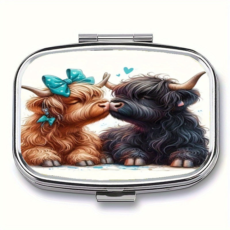 2 Compartment Cow Pill Box Pocket Decorative Organizer Gift