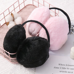 Earmuffs Windproof Foldable Winter Warmth Pink Soft Polyester Ear Warmers Women