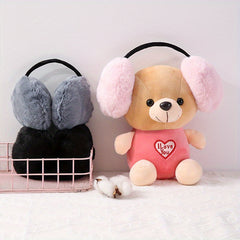 Earmuffs Windproof Foldable Winter Warmth Pink Soft Polyester Ear Warmers Women