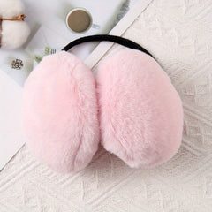 Earmuffs Windproof Foldable Winter Warmth Pink Soft Polyester Ear Warmers Women