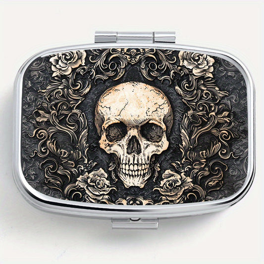 Gothic Skull Square Medicine Box Two Compartment Pill Box