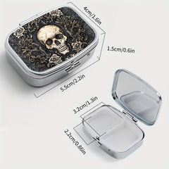 Gothic Skull Square Medicine Box Two Compartment Pill Box