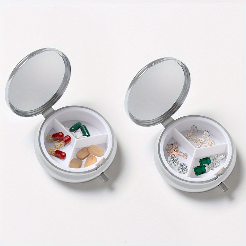 Golden Leaf Flower Pattern Printed Pill Box Set - Portable Medicine Organizer