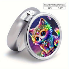 Cat Pill Box Pocket 3 Compartment Vitamin Pill Organizer