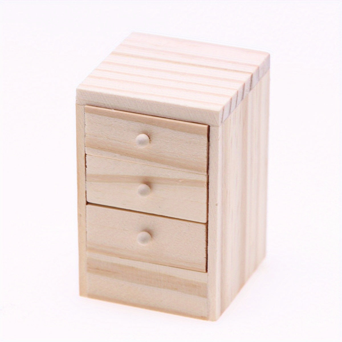 Dollhouse Mini Wooden Bedside Table 6 Drawer Storage & Mirror