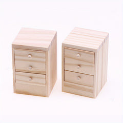 Dollhouse Mini Wooden Bedside Table 6 Drawer Storage & Mirror