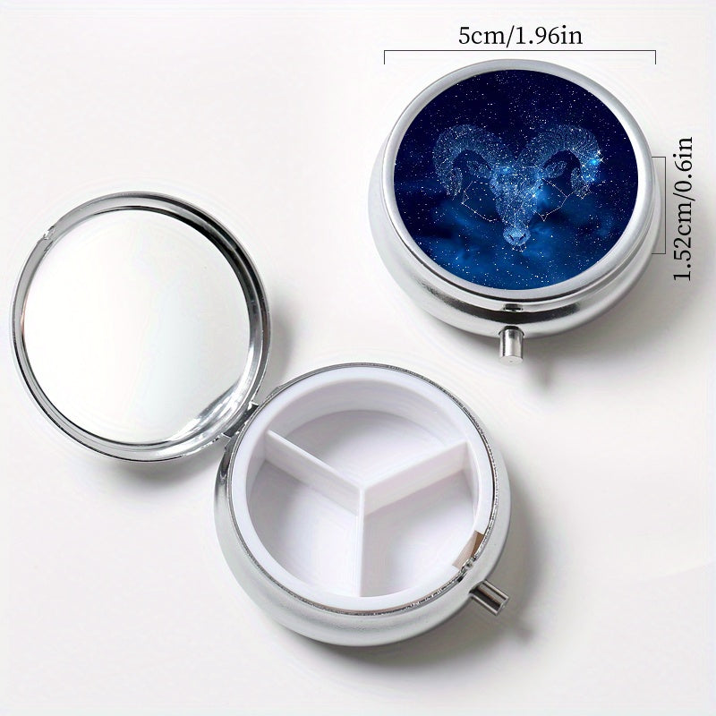 2pcs Starry Sky Sheep Print Pill Organizer Set with 3 Compartments