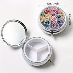 Ceramic Rose Pattern Pill Boxes Set of 2 - Round & Square