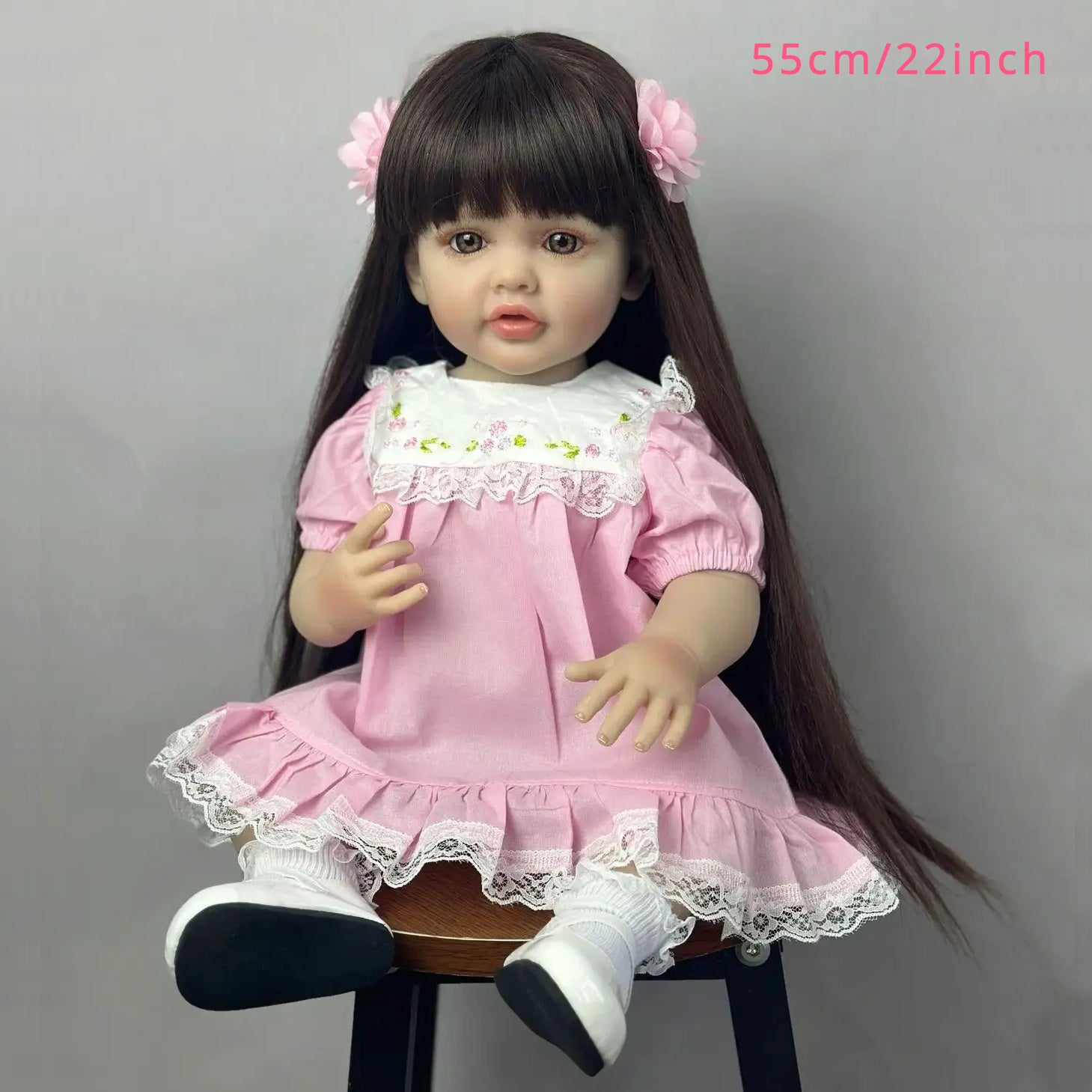 Realistic Pink Princess Doll with Long Hair, Clothes & Accessories