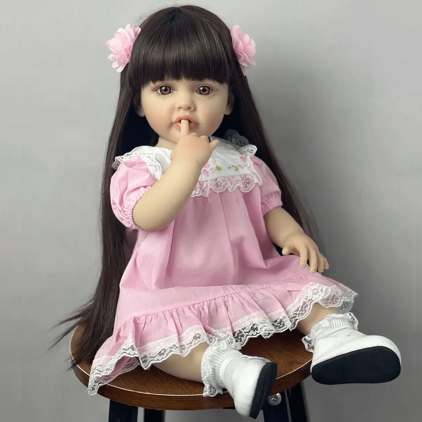 Realistic Pink Princess Doll with Long Hair, Clothes & Accessories