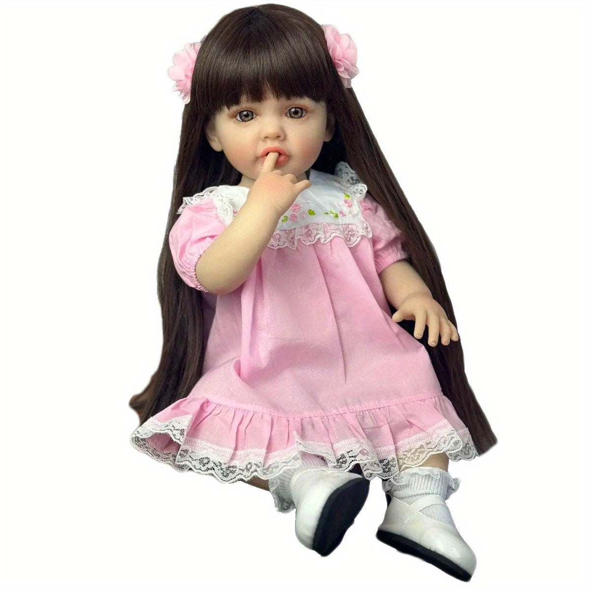 Realistic Pink Princess Doll with Long Hair, Clothes & Accessories