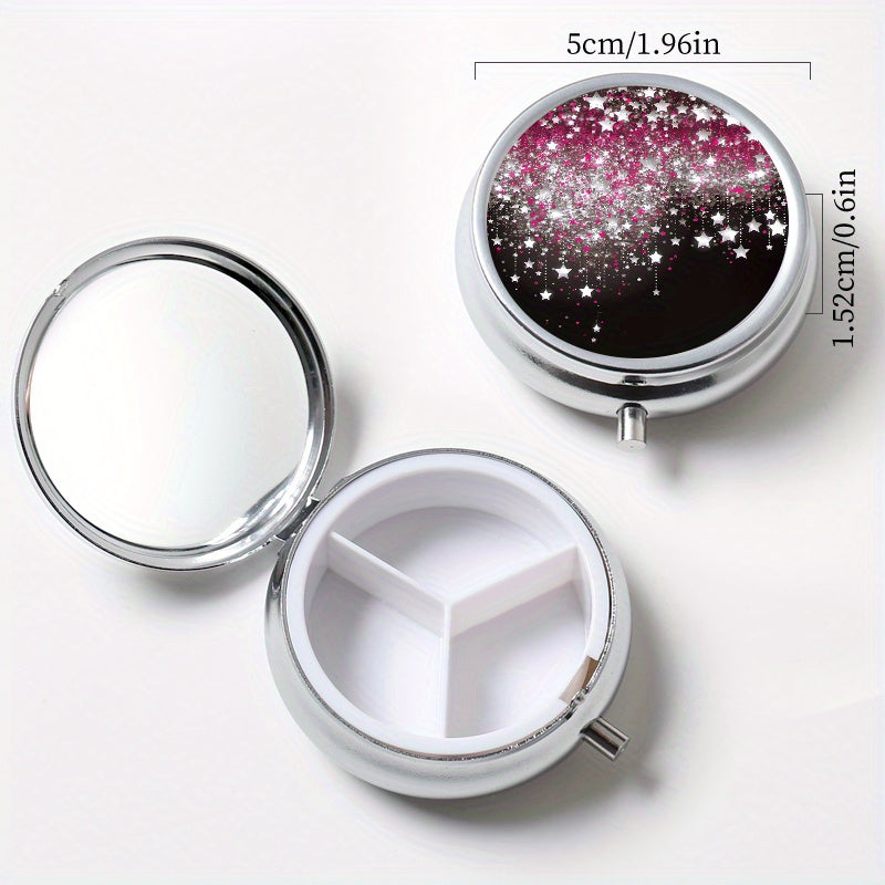 2PCS Star Glitter Pill Box Set Metal Medication Organizers