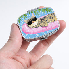 Water Cat Pattern Printed Pill Boxes Set of 2