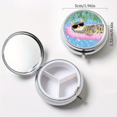 Water Cat Pattern Printed Pill Boxes Set of 2