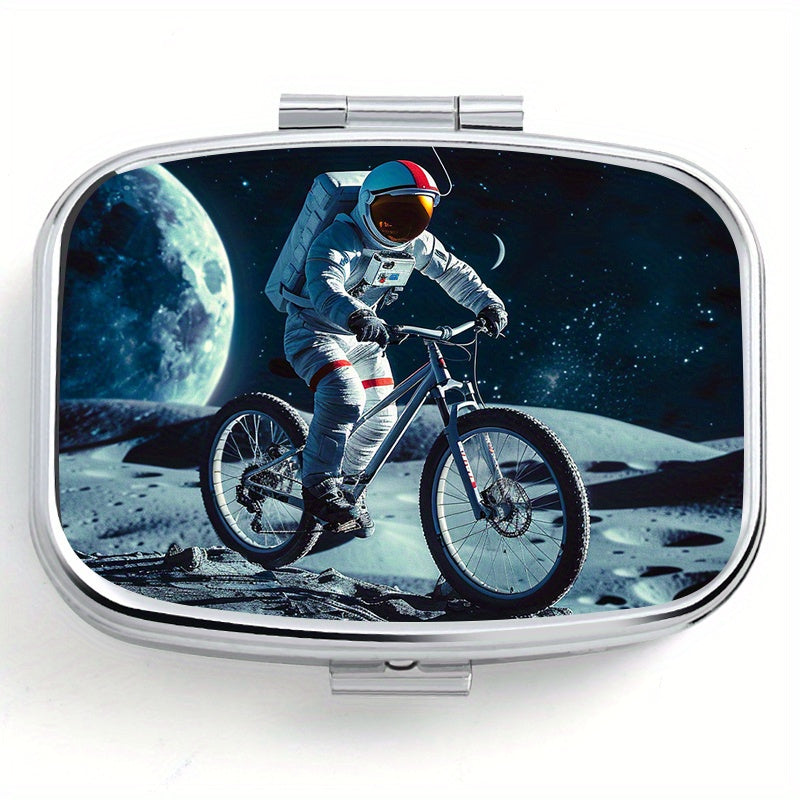 Moon Bicycle Pattern Square Pill Box Mini Portable Pill Box