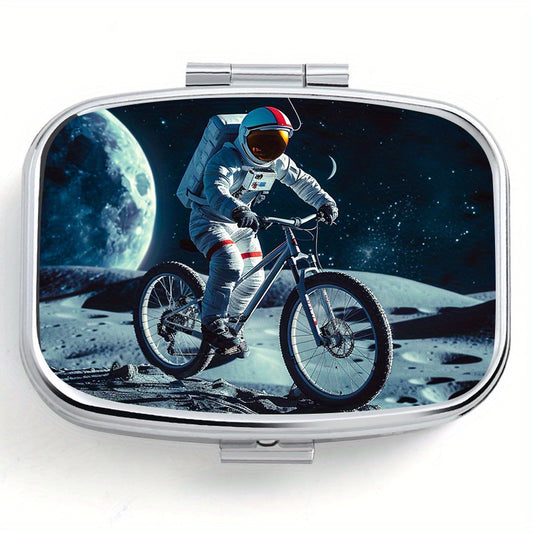Moon Bicycle Pattern Square Pill Box Mini Portable Pill Box