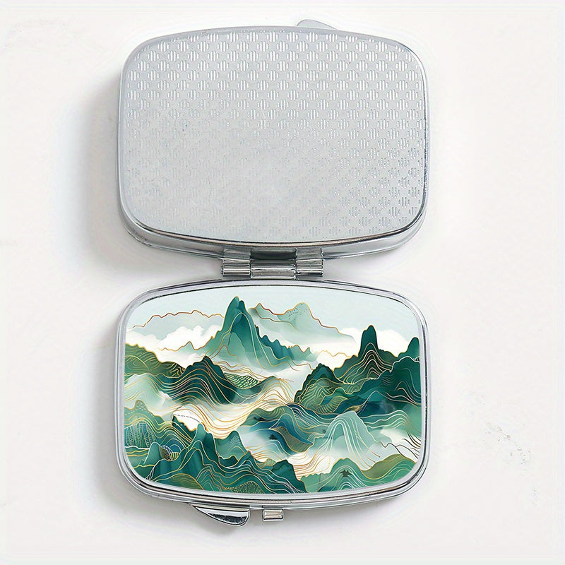 Scenic Print Pill Organizer Box for Travel Daily Use