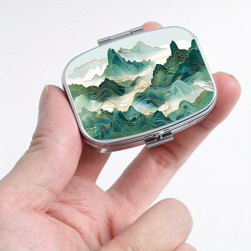Scenic Print Pill Organizer Box for Travel Daily Use