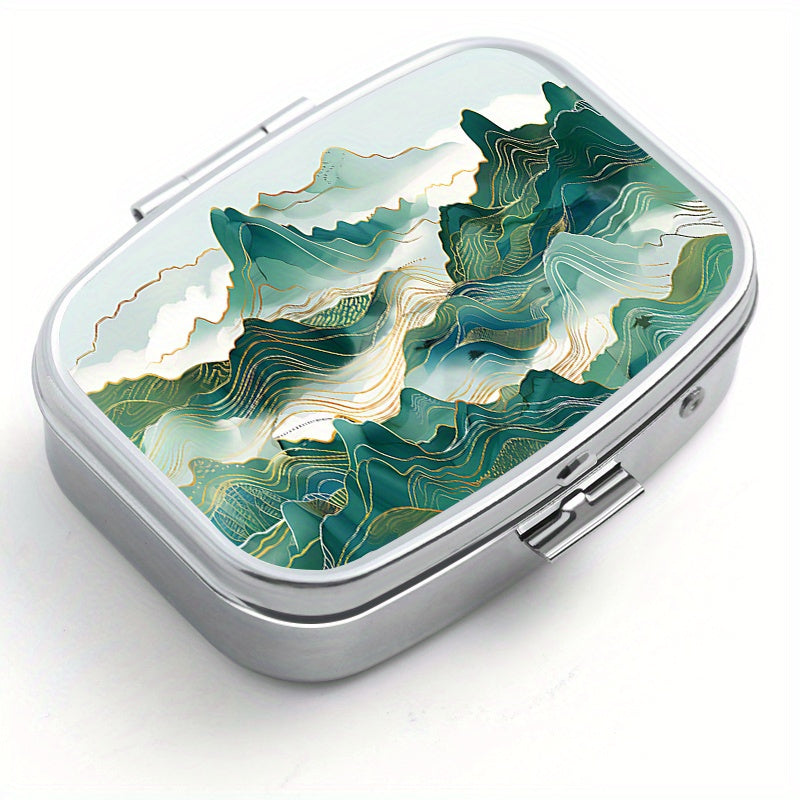 Scenic Print Pill Organizer Box for Travel Daily Use