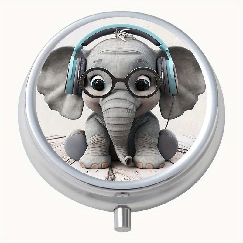 Elephant Pattern Medicine Organizer w/ 3 Compartments