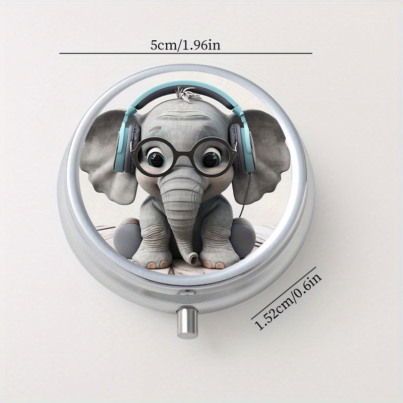 Elephant Pattern Medicine Organizer w/ 3 Compartments