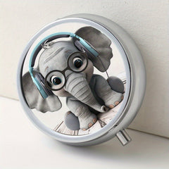 Elephant Pattern Medicine Organizer w/ 3 Compartments